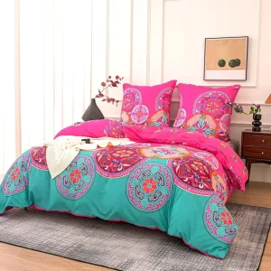3 Pieces Boho Chic Comforter Set, Soft Luxury Bedding Comforter For All Season, Floral Fantasy Breathable Fluffy Bed Sets