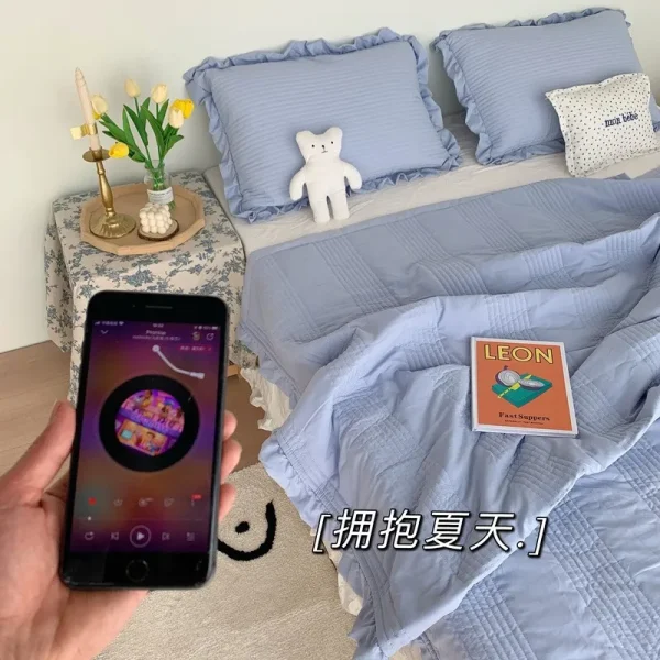 2024 New Korean Chiffon Summer Quilt Three Piece Set Air-condition Quilt Kids Adult Quilts Polyester Washable Home Use 이불 - Image 2